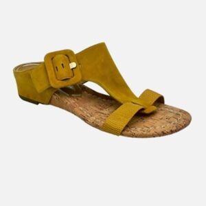 Donald Pliner Women's Ofelia Suede Wedge Sandals Dijon Size 9.5